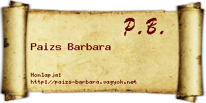 Paizs Barbara névjegykártya